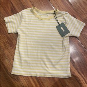 Daily Drills Lemonade and White Striped Short Sleeve Tee